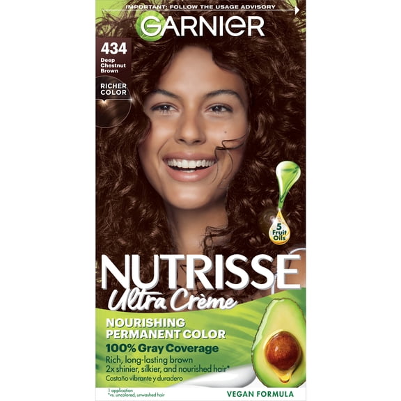 Garnier Nutrisse Nourishing Hair Color Creme, 434 Deep Chestnut Brown