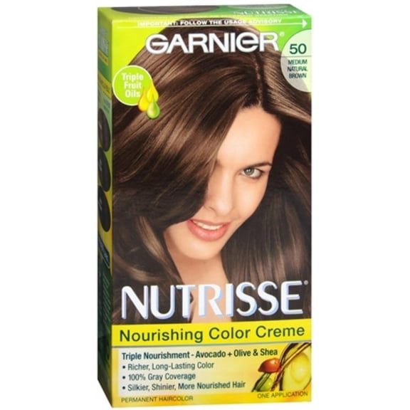 Garnier Nutrisse Nourishing Hair Color Creme, 50 Medium Natural Brown, 1 Each