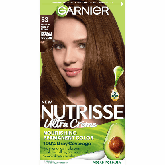 Garnier Nutrisse Nourishing Hair Color Creme, 53 Medium Golden Brown Chestnut