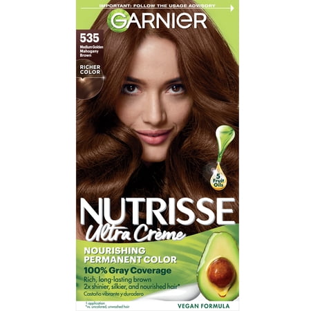 Garnier Nutrisse Nourishing Adult Hair Color Creme, 535 Medium Gold Mahogany Brown