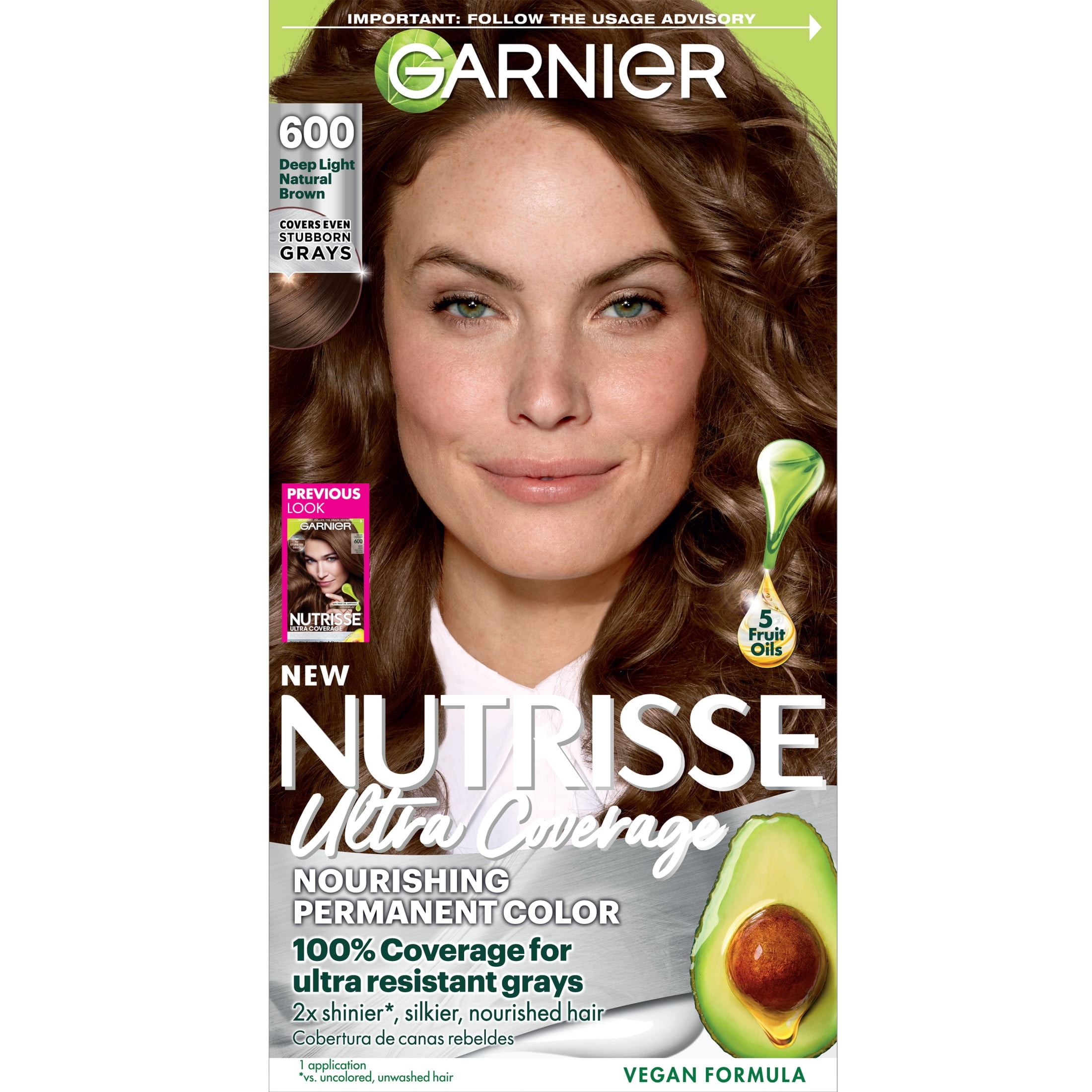 Garnier, Hair Color Creme, 600 Deep Light Natural Brown, Gray