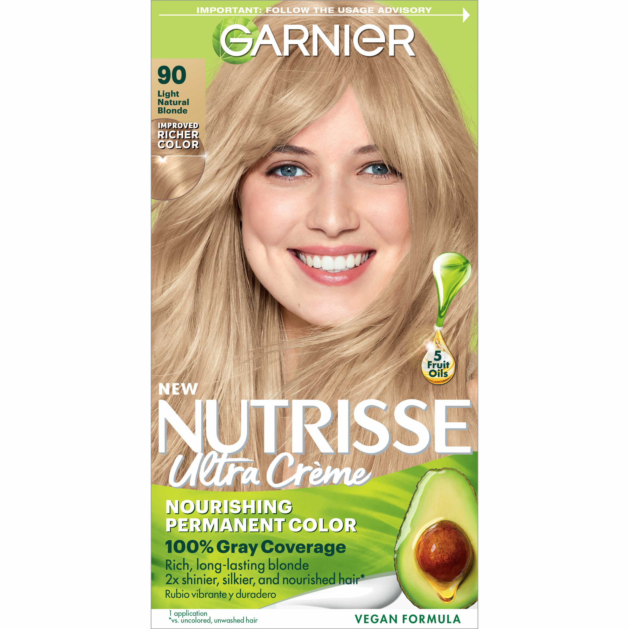 Garnier Nutrisse Nourishing Hair Color Creme, 90 Light Natural Blonde Macadamia - image 1 of 11