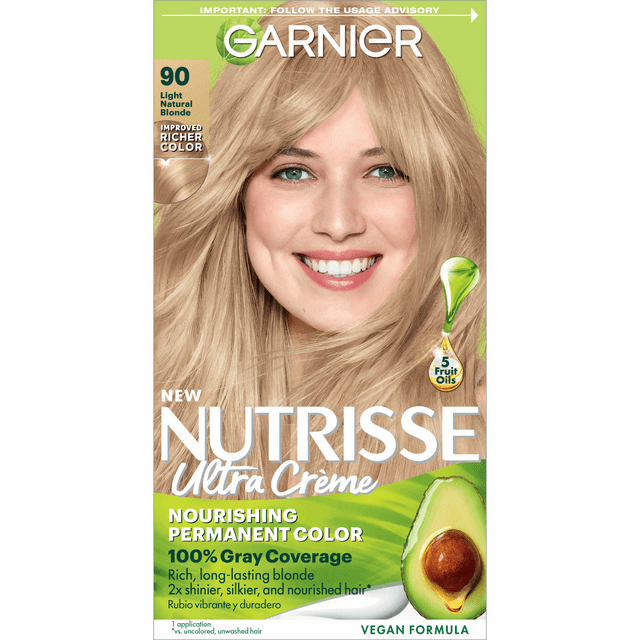 Garnier Nutrisse Nourishing Hair Color Creme, 90 Light Natural Blonde Macadamia
