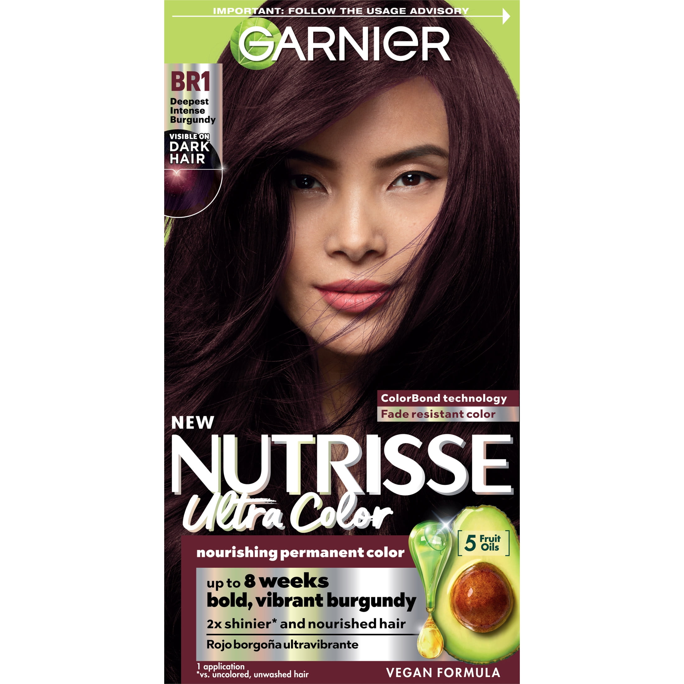 Garnier Nutrisse Nourishing Hair Color Creme, BR1 Deepest Intense Burgundy
