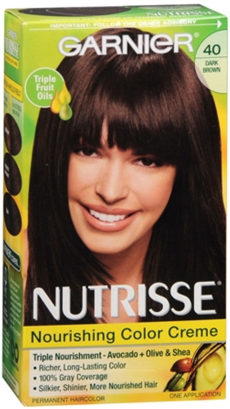 Garnier Nutrisse Nourishing Hair Color Creme, Dark Brown [40] 1 Each - (Pack of 4)