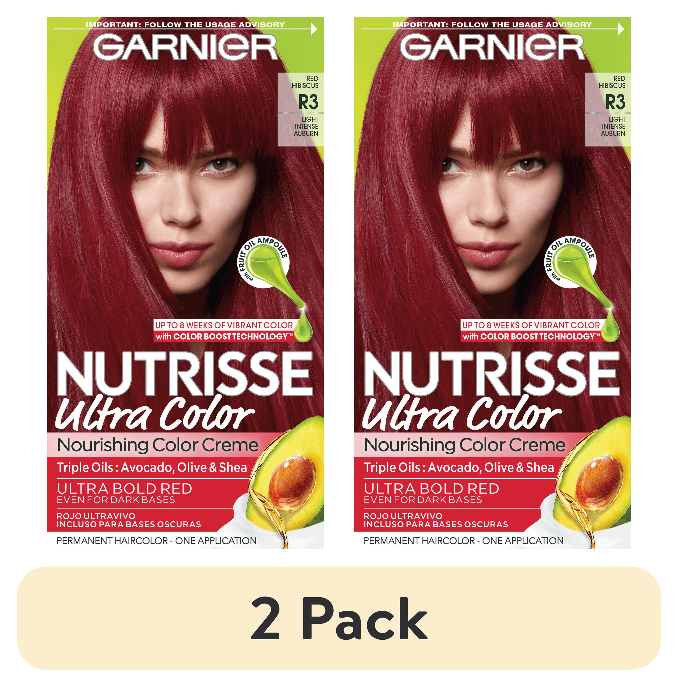 (2 pack) Garnier Nutrisse Nourishing Hair Color Creme, R3 Light Intense ...