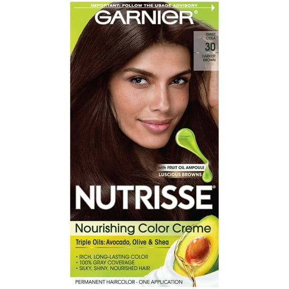 Garnier Nutrisse Nourishing Permanent Hair Color Creme - 30 Darkest Brown (Pack of 6)