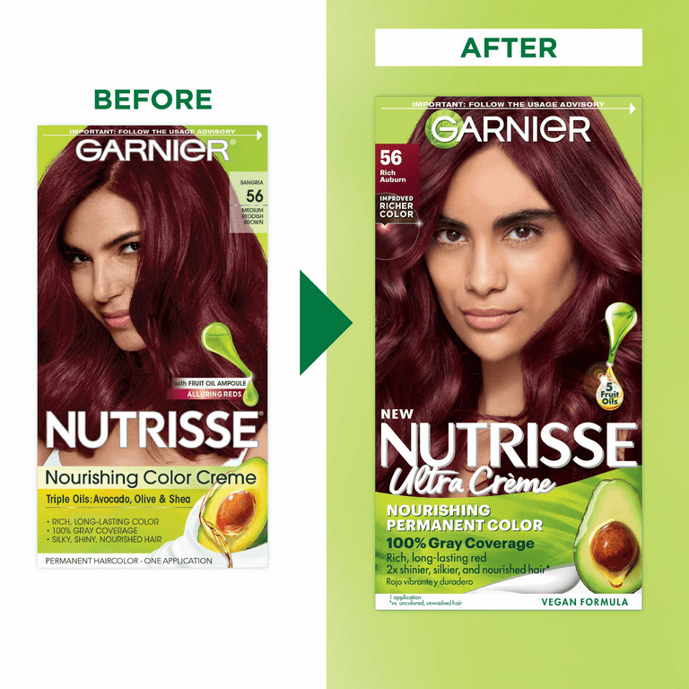 Garnier Nutrisse Nourishing Hair Coloring Creme, 56 Medium Reddish