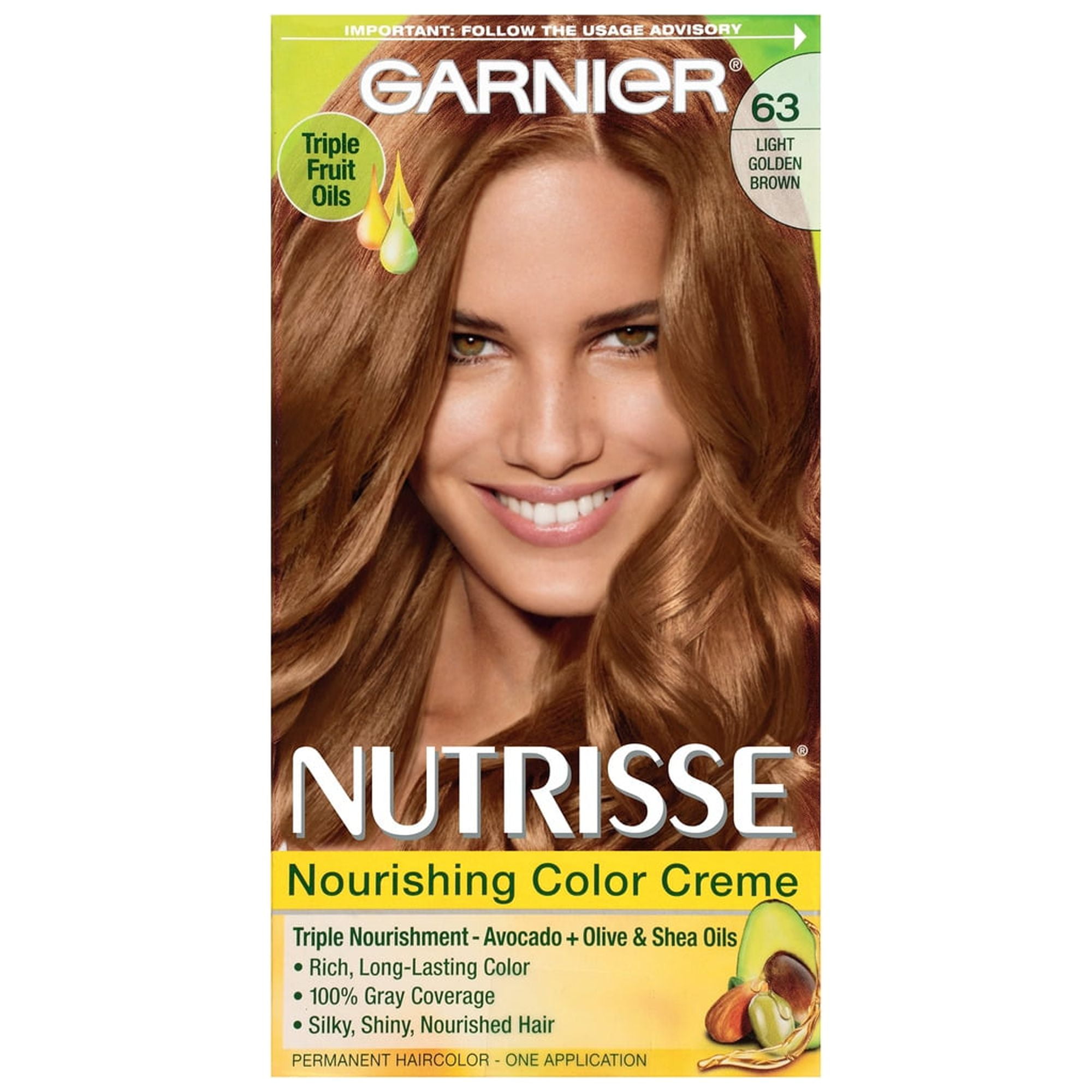 Garnier Nutrisse Nourishing Permanent Hair Color Creme - 63 Light Golden Brown (Pack of 2)