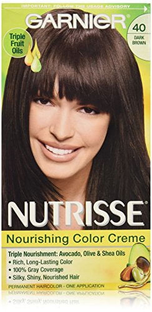 Garnier Nutrisse Triple Nourish Fruit Oil Hair Color, 40 Dark Brown, 4-Pack