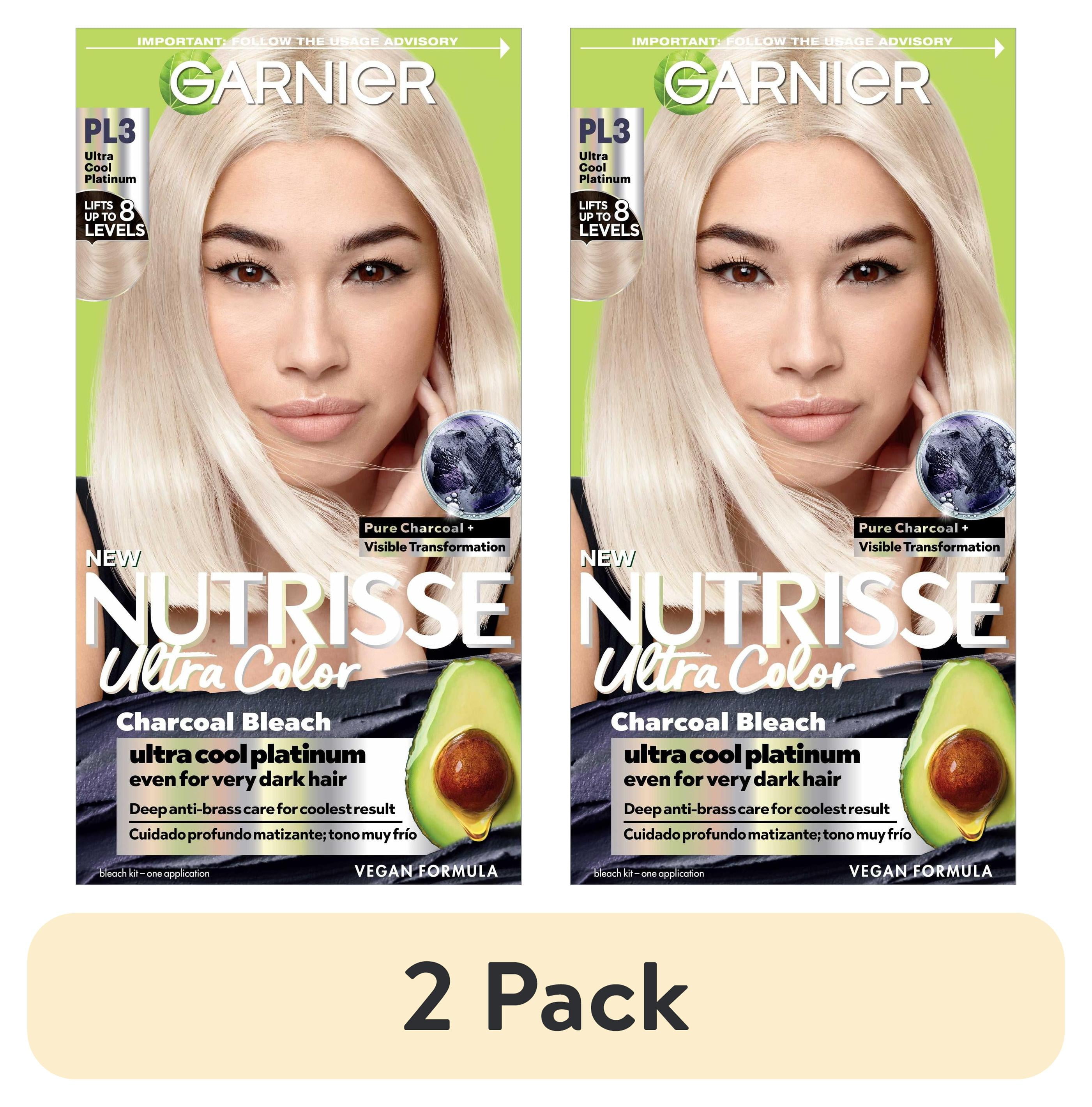 (2 pack) Garnier Nutrisse Ultra Color Charcoal Ultra Cool Platinum Bleach, Charcoal Bleach PL3