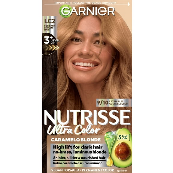 Garnier Nutrisse Ultra Color Nourishing Bold Permanent Hair Color Creme, LC2 Dark Blonde, 1 Kit
