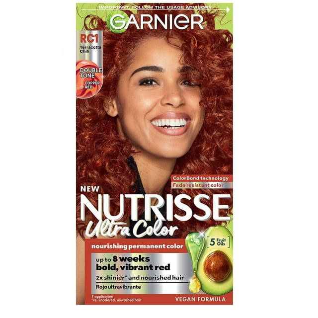 Garnier Nutrisse Ultra Color Nourishing Bold Permanent Hair Color Creme, Terracotta Chili (Red Copper) 1.0 set Pack of 3