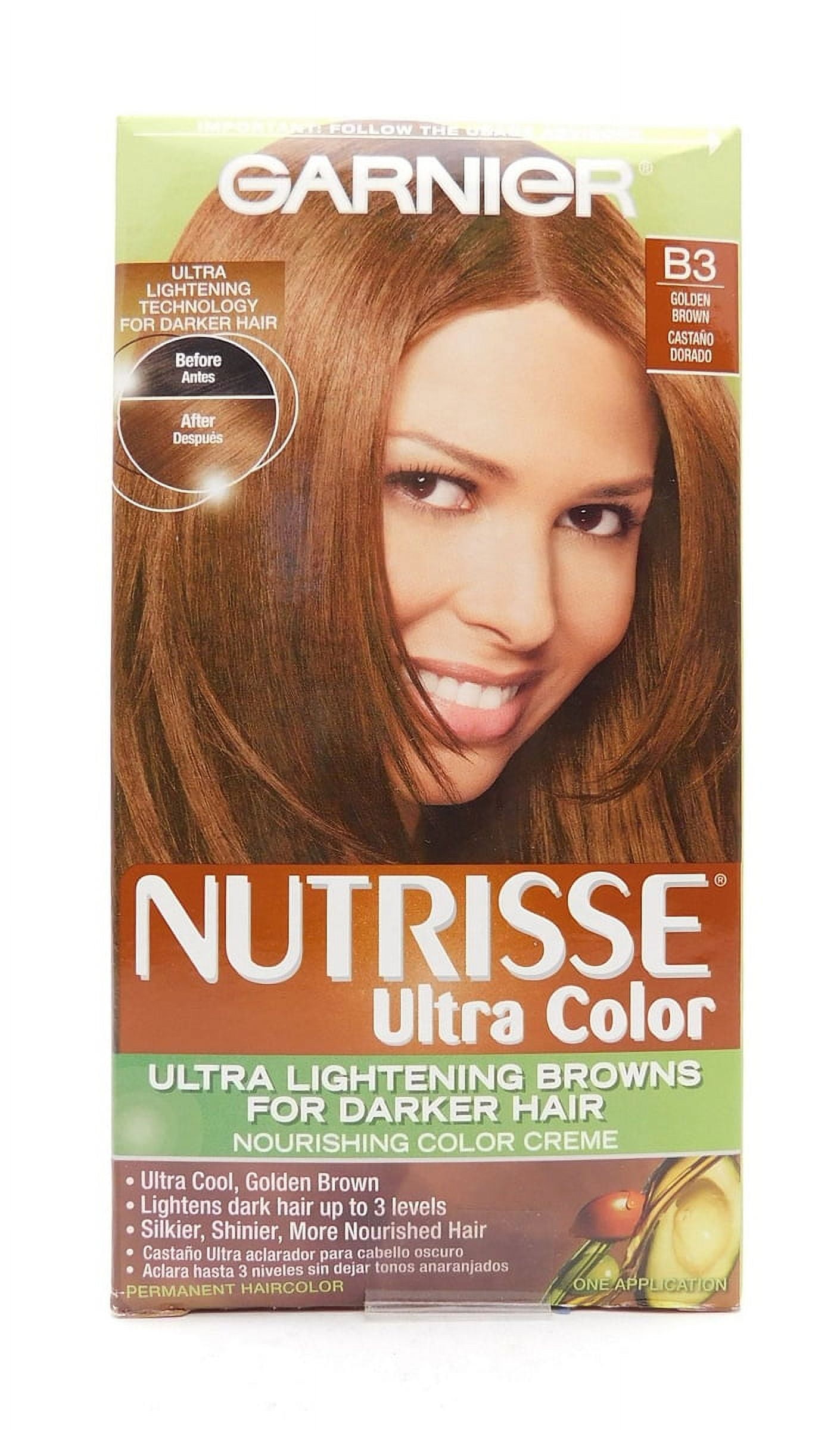 Garnier Nutrisse Ultra Color Nourishing Hair Color Creme, B3 Golden ...