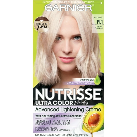 Garnier Nutrisse Ultra Color Nourishing Hair Color Creme, PL1 Ultra Pure Platinum 1 ea (Pack of 3)