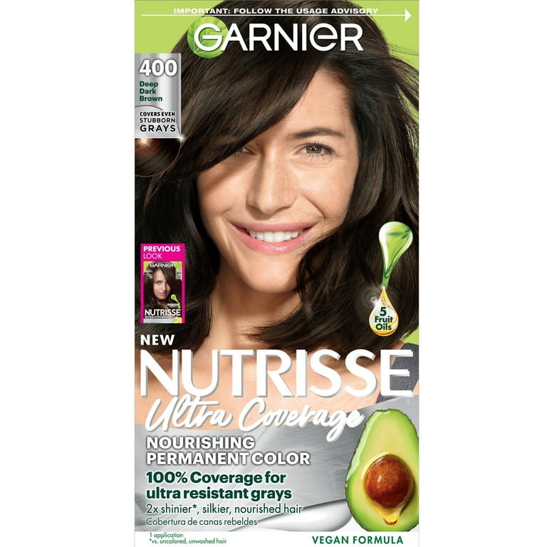 VALANROSE DARKBROWN 400g×2 Garnier Nutrisse Nourishing Hair Color Creme, 400 Deep Dark Brown