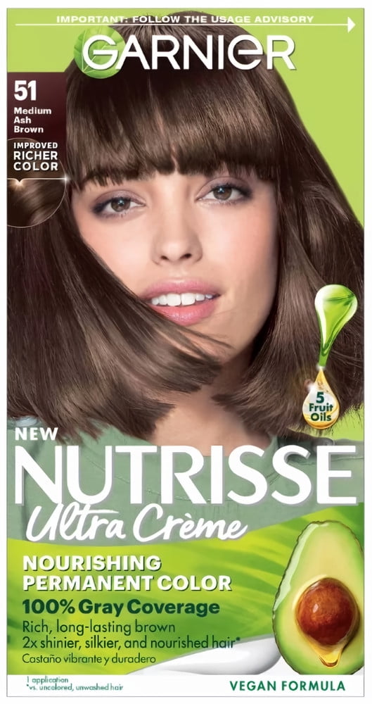 Garnier Nutrisse Ultra Creme Permanent Hair Color - 51 Medium Ash Brown (Pack of 2)