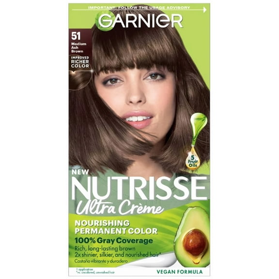 Garnier Nutrisse Ultra Creme Permanent Hair Color - 51 Medium Ash Brown (Pack of 2)