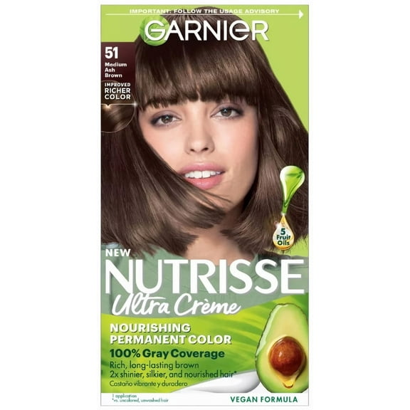 Garnier Nutrisse Ultra Creme Permanent Hair Color - 51 Medium Ash Brown (Pack of 6)