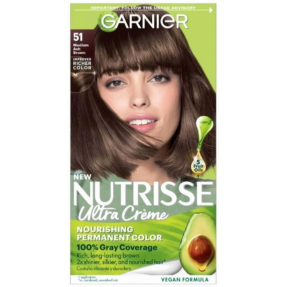 Garnier Nutrisse Ultra Creme Permanent Hair Color - 51 Medium Ash Brown (Pack of 6)