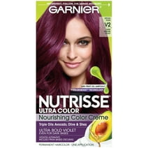 Garnier Nutrisse Ultra Nourishing Hair Color Creme, V2 Dark Intense Violet, 1 Kit