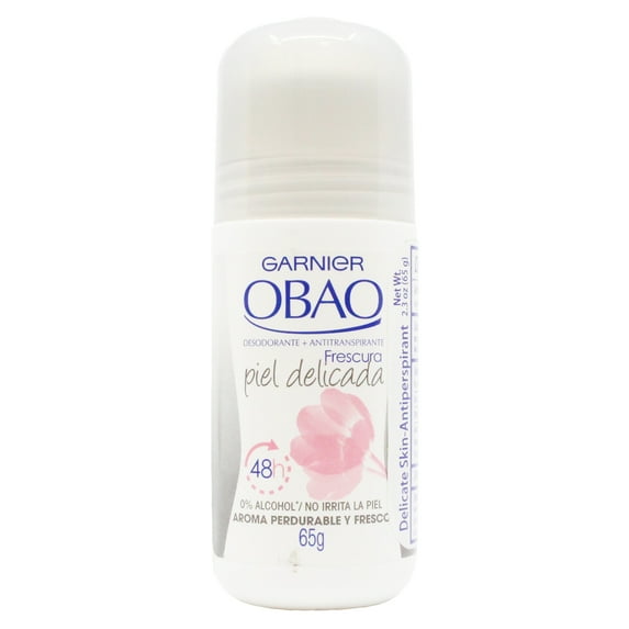 Garnier Obao Roll-On Antiperspirant No Alcohol Deodorant, Frescura Piel Delicada 48 Hours (65g) (2 PACK)
