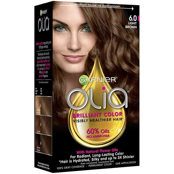 Garnier Olia Ammonia Free Brown Hair Color Dye, 6.0 Light Brown
