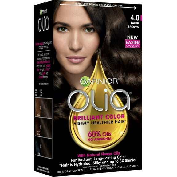 Garnier Olia Ammonia Free Hair Color, [4.0] Dark Brown, 1 Each