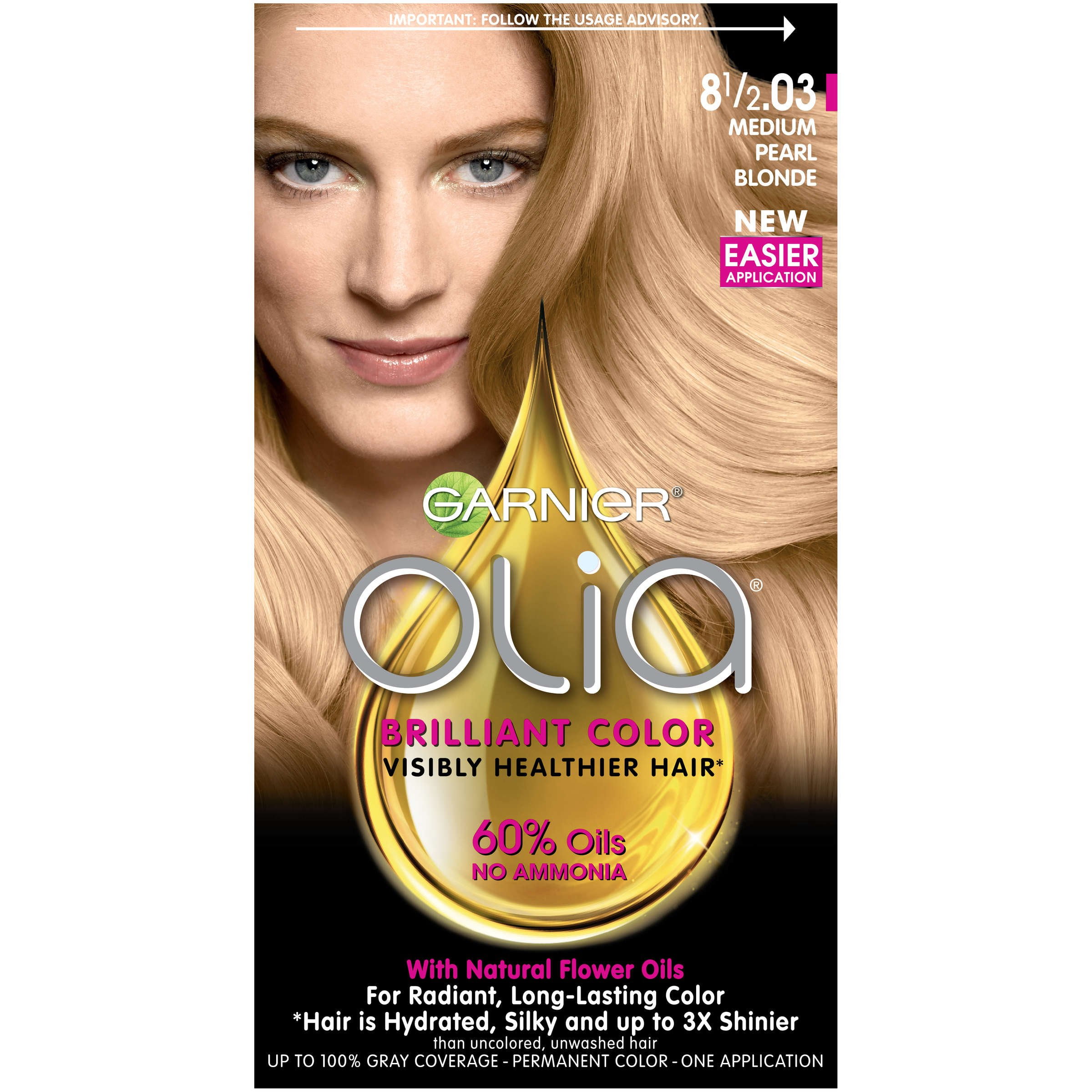 Garnier Olia Ammonia Free Permanent Hair Color, 100 Gray Coverage