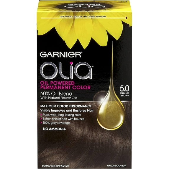 Garnier Olia Oil Powered Permanent Color, Medium Brown [5.0] 1 ea