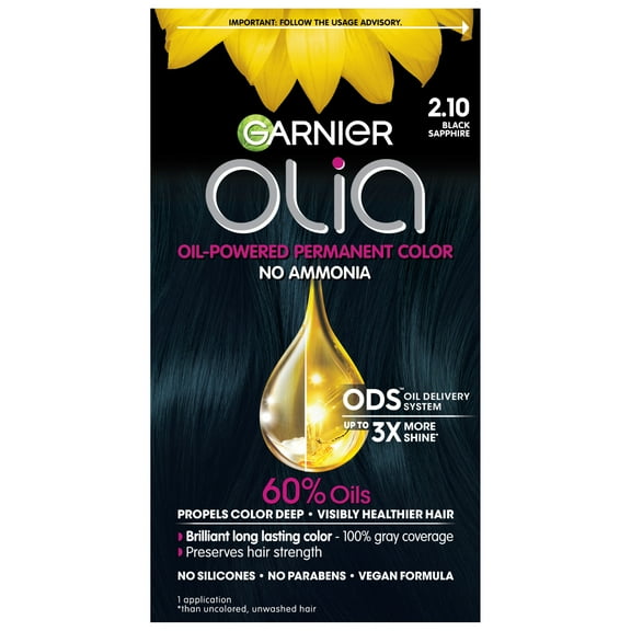 Garnier Olia Oil Powered Permanent Hair Color, 2.10 Black Sapphire