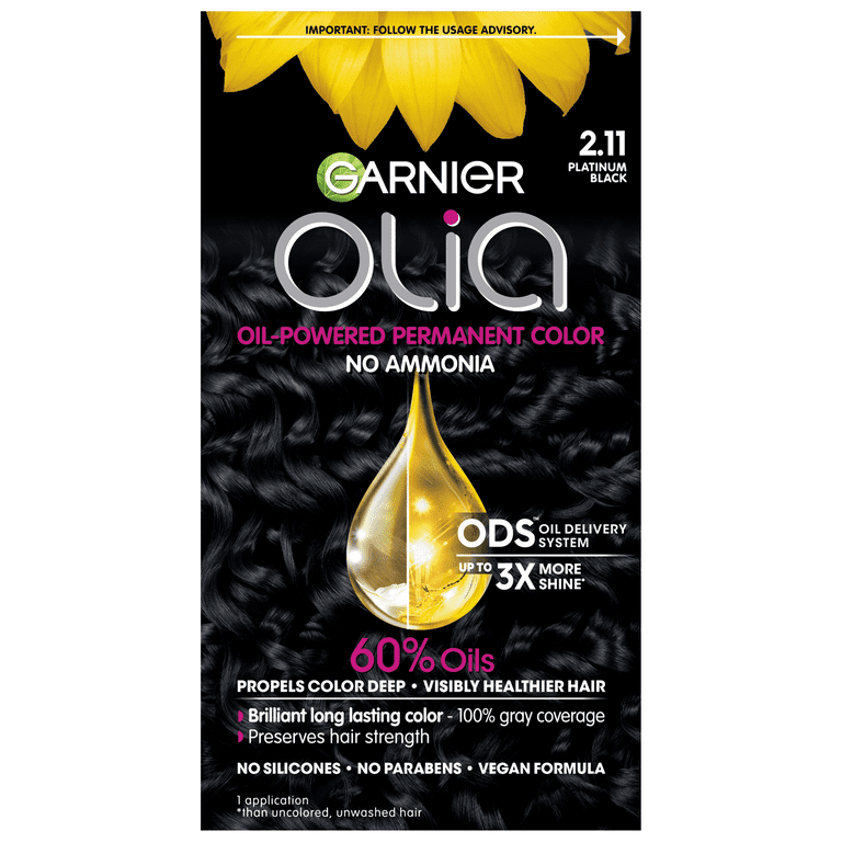 Garnier Olia Oil Powered Permanent Hair Color, 2.11 Platinum Black -  Walmart.Com