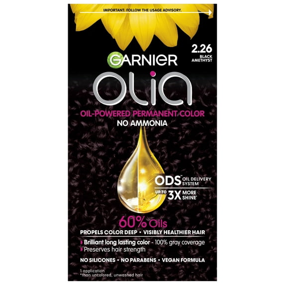 Garnier Olia Oil Powered Permanent Hair Color, 2.26 Black Amethyst