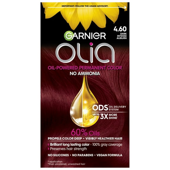Garnier Olia Oil Powered Permanent Hair Color, 4.60 Dark Intense Auburn