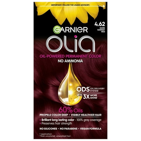 Garnier Olia Oil Powered Permanent Hair Color, 4.62 Dark Garnet Red