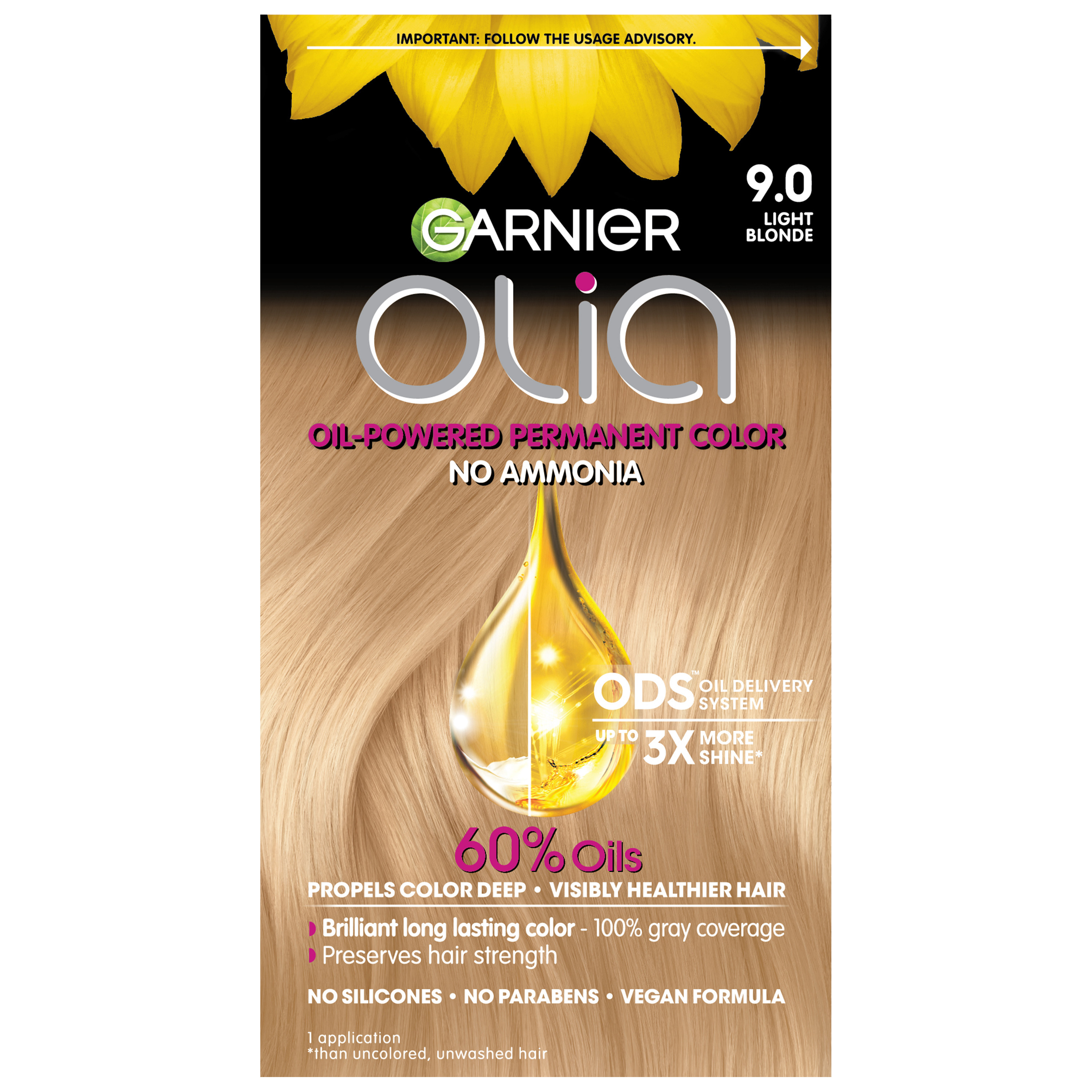 Garnier Olia Oil Powered Permanent Hair Color, 9.0 Light Blonde - image 1 of 9
