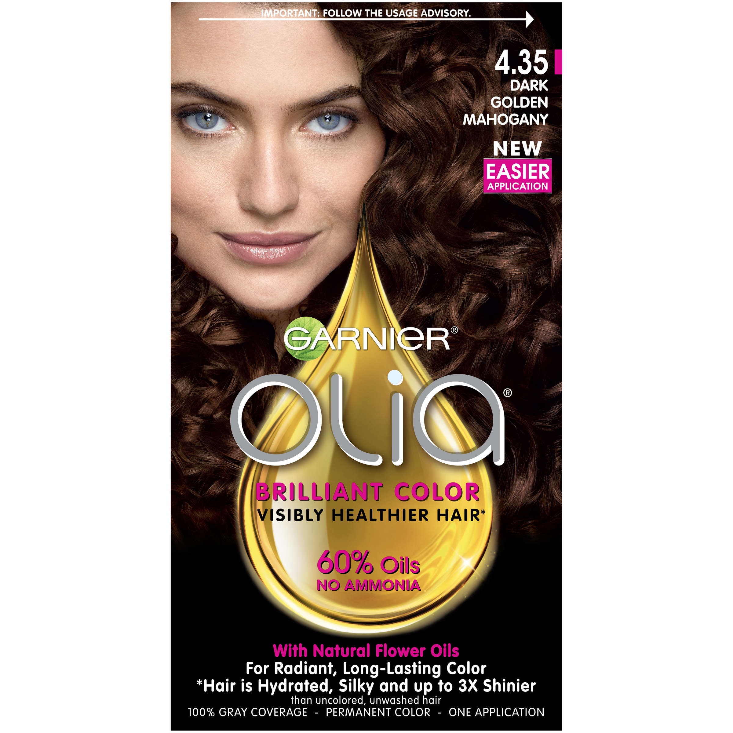 Garnier Olia Oil Powered Permanent Hair Color Kit, 4.35 Dark Gold