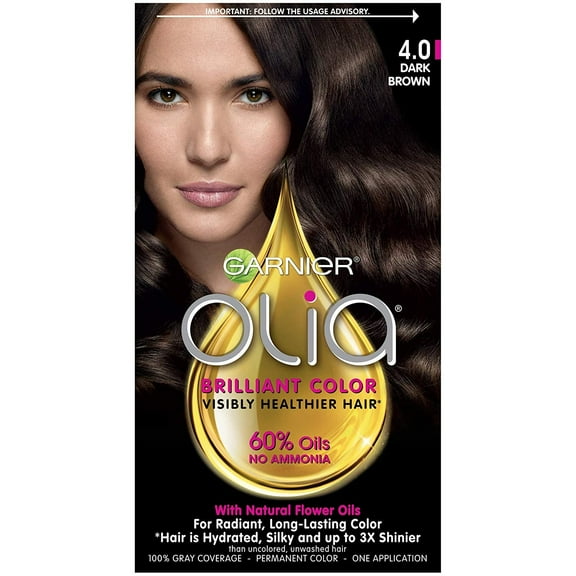 Garnier Olia Visibly Healthier Hair Color, Hydrated Dark Brown 4.0