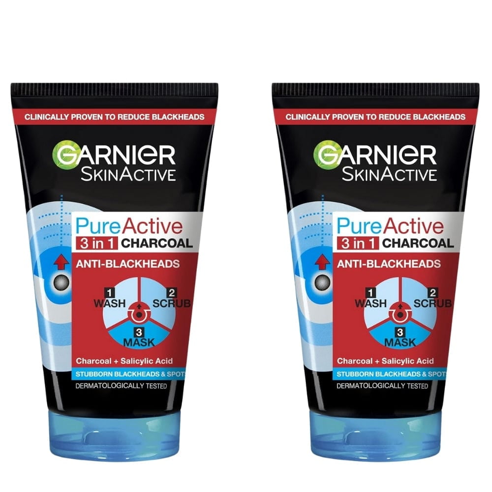 Garnier Pure Active Intensive 3in1 Charcoal Anti-Blackhead, Face Cleanser 50 ml 2 Pack