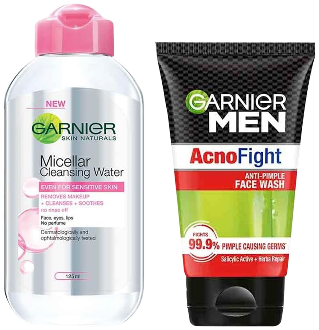 Garnier Skin Naturals Micellar Cleansing Water, 125ml+Garnier Men Acno