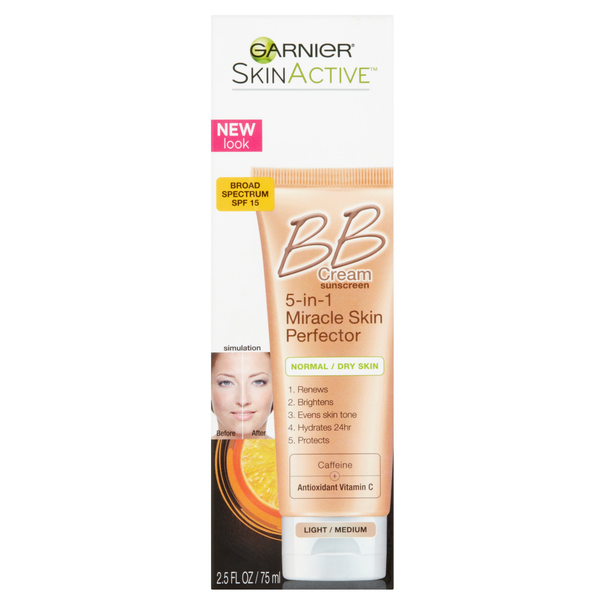 Garnier SkinActive Light/Medium BB Cream Sunscreen Broad Spectrum, SPF 15, 2.5 fl oz - image 1 of 4