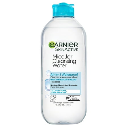 Garnier SkinActive Micellar Cleansing Water All in 1 Waterproof Makeup Remover, Face Cleanser, 13.5 fl oz