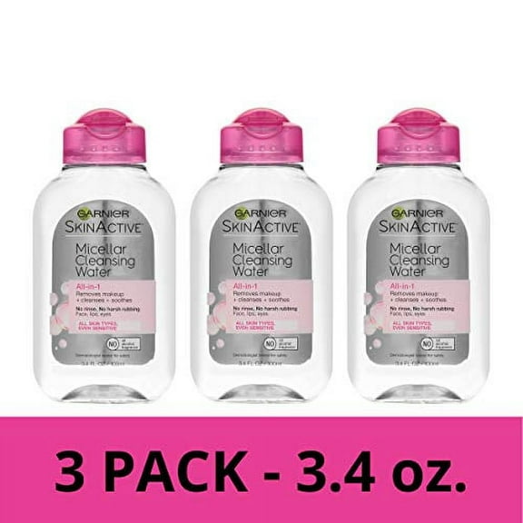 Garnier SkinActive Micellar Cleansing Water, For All Skin Types, 3.4 fl. oz., 3 Count