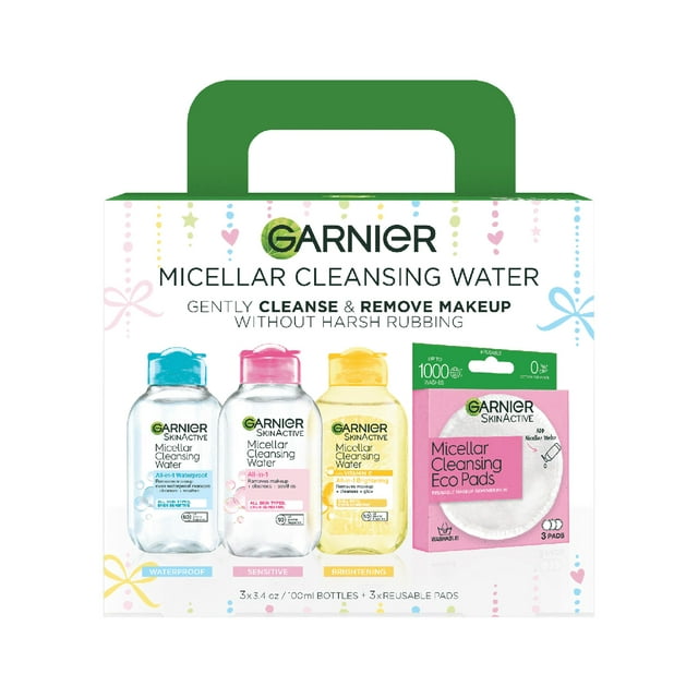 Garnier SkinActive Micellar Cleansing Water Kit with Eco Pads, Set