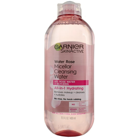 Garnier Skin Active With Rose Water + Glycerin All-In-One Hydrating Micellar Cleansing Water, 13.5 fl oz