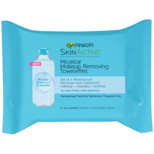 Garnier SkinActive Micellar Waterproof Makeup Remover Wipes, 25 Ct. (Pack of 2)