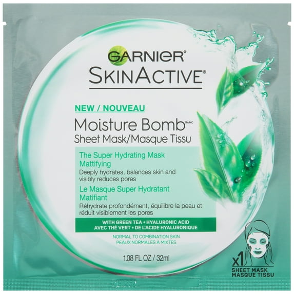Garnier SkinActive Super Hydrating Sheet Mask, Mattifying, 1.08 fl. oz.