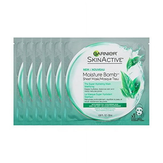 Garnier SkinActive Super Hydrating Sheet Mask, Mattifying, 6 COUNT