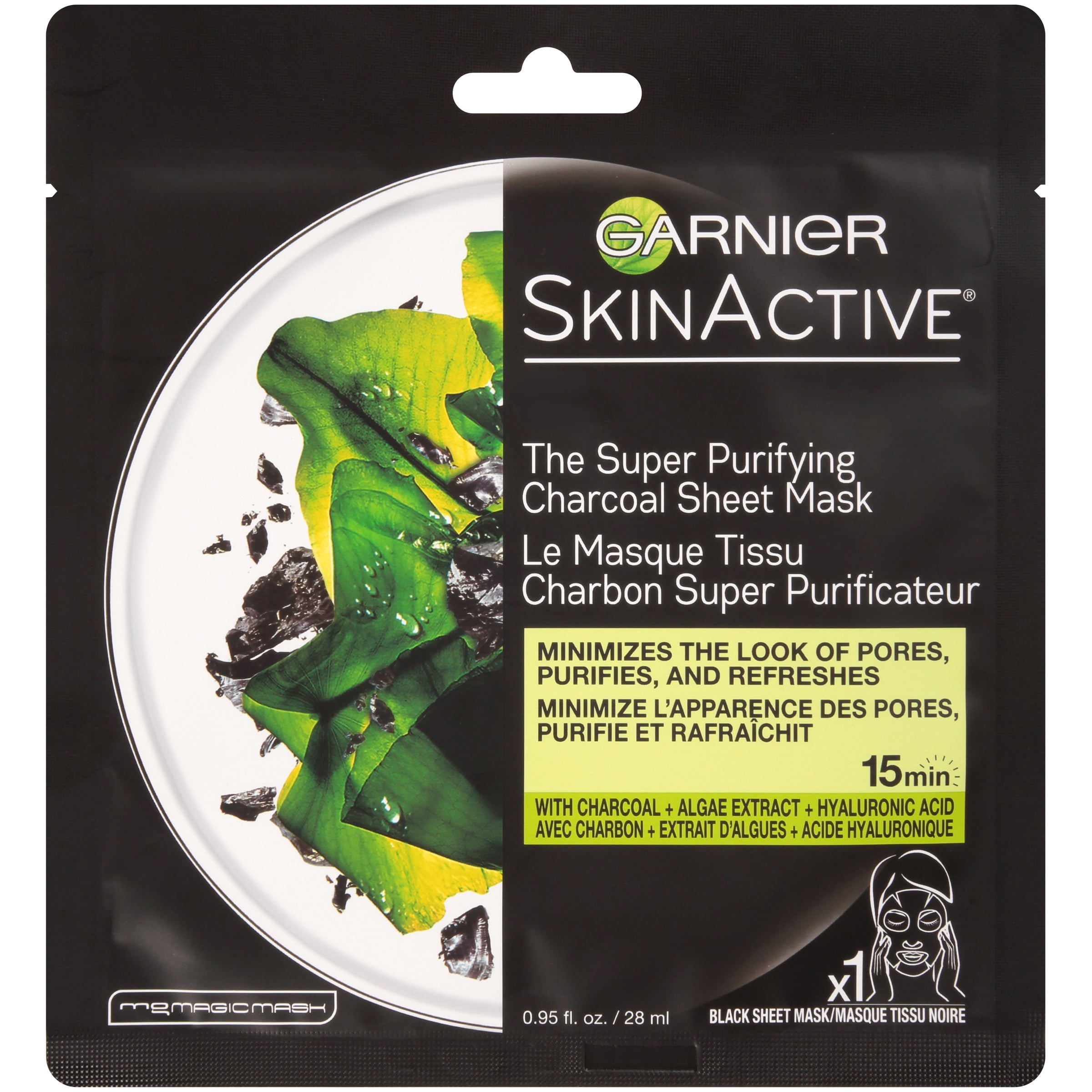 vedholdende Nogen varemærke Garnier SkinActive Super Purifying Charcoal Sheet Mask, 0.95 fl. oz. -  Walmart.com