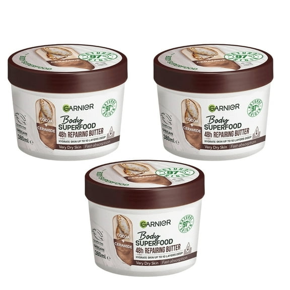 Garnier Superfood Garnier Body Superfood Cocoa & Ceramide Body Cream 380ml 3 Pack